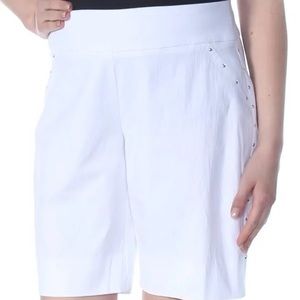 INC International Concepts Stud Trim Bright White Bermuda Shorts Size 8